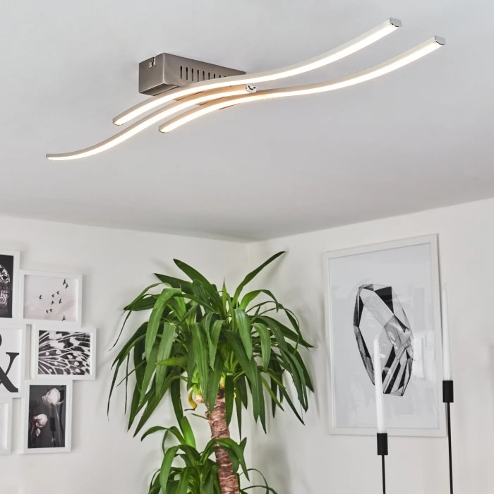 Hofstein Birches Deckenleuchte LED Nickel-Matt, 3-flammig 1 Hofstein Birches Deckenleuchte LED Nickel-Matt, 3-flammig