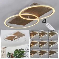 Hofstein Blandford Deckenleuchte LED Nickel-Matt, Silber, Naturfarben, 2-flammig, Fernbedienung