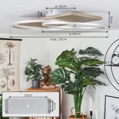 Hofstein Blandford Deckenleuchte LED Nickel-Matt, Silber, Naturfarben, 2-flammig, Fernbedienung -LED Leuchten Verkäufe 2022 blandford deckenleuchte h3560532 3