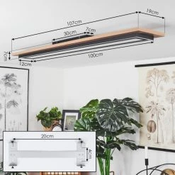 Hofstein Blandford Deckenpanel LED Schwarz, Braun, Holzoptik, 2-flammig, Fernbedienung -LED Leuchten Verkäufe 2022 blandford deckenpanel h3570845 3