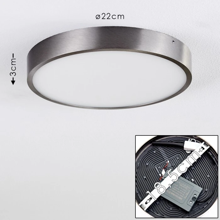 Hofstein Broglen Deckenleuchte LED Nickel-Matt, 1-flammig 2 Hofstein Broglen Deckenleuchte LED Nickel-Matt, 1-flammig – Bild 2