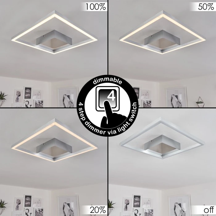 Hofstein Buren Deckenleuchte LED Nickel-Matt, 1-flammig 2 Hofstein Buren Deckenleuchte LED Nickel-Matt, 1-flammig – Bild 2