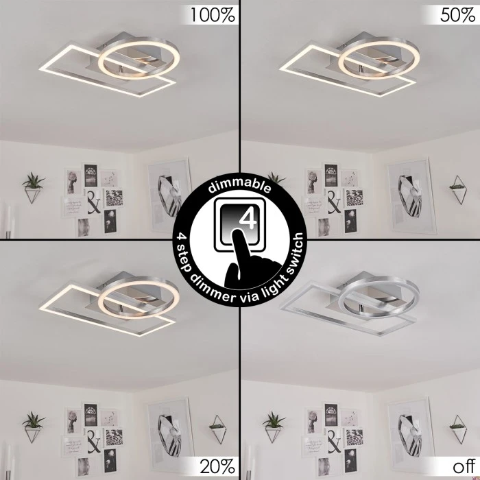 Hofstein Buren Deckenleuchte LED Nickel-Matt, 1-flammig 2 Hofstein Buren Deckenleuchte LED Nickel-Matt, 1-flammig – Bild 2