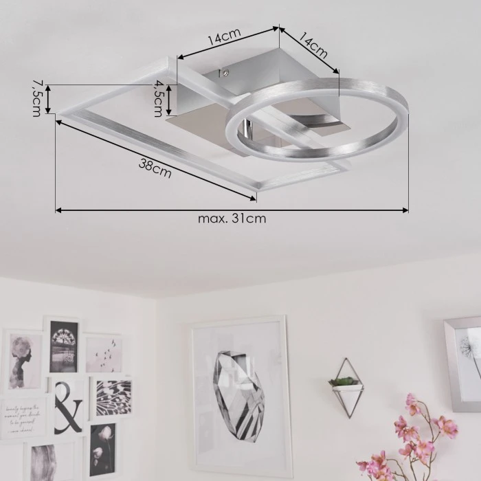 Hofstein Buren Deckenleuchte LED Nickel-Matt, 1-flammig 4 Hofstein Buren Deckenleuchte LED Nickel-Matt, 1-flammig – Bild 4