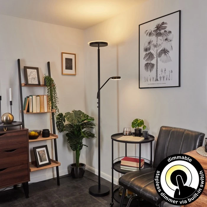 Hofstein Busswil Deckenfluter LED Schwarz, 2-flammig 1 Hofstein Busswil Deckenfluter LED Schwarz, 2-flammig