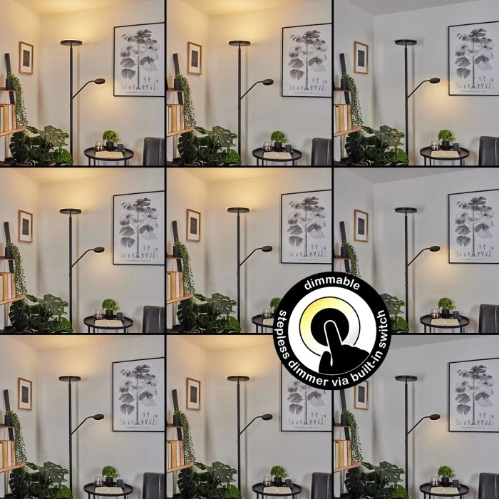 Hofstein Busswil Deckenfluter LED Schwarz, 2-flammig 2 Hofstein Busswil Deckenfluter LED Schwarz, 2-flammig – Bild 2