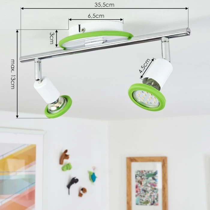 Hofstein Cabri Deckenleuchte LED Chrom, Grün, Weiß, 2-flammig 4 Hofstein Cabri Deckenleuchte LED Chrom, Grün, Weiß, 2-flammig – Bild 4