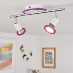 Hofstein Cabri Deckenleuchte LED Chrom, Weiß, Lila, 2-flammig