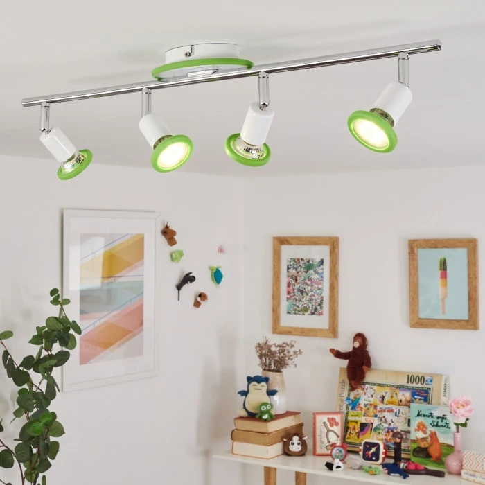 Hofstein Cabri Deckenleuchte LED Chrom, Grün, Weiß, 4-flammig 1 Hofstein Cabri Deckenleuchte LED Chrom, Grün, Weiß, 4-flammig