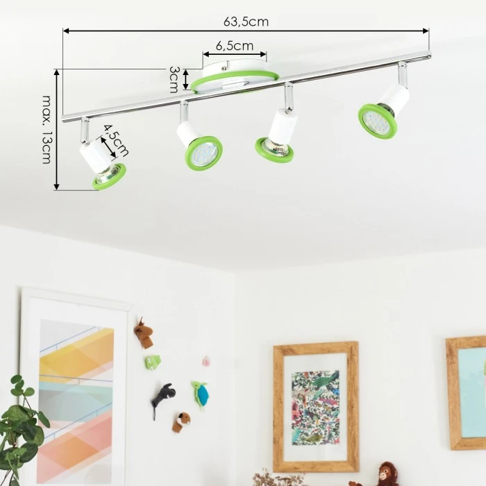 Hofstein Cabri Deckenleuchte LED Chrom, Grün, Weiß, 4-flammig 4 Hofstein Cabri Deckenleuchte LED Chrom, Grün, Weiß, 4-flammig – Bild 4