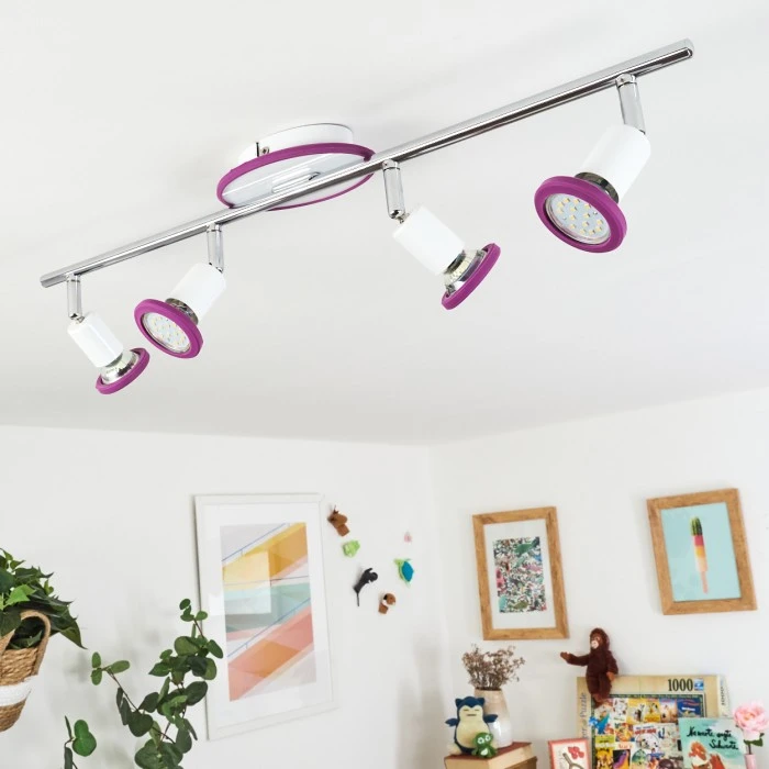 Hofstein Cabri Deckenleuchte LED Chrom, Weiß, Lila, 4-flammig 2 Hofstein Cabri Deckenleuchte LED Chrom, Weiß, Lila, 4-flammig – Bild 2