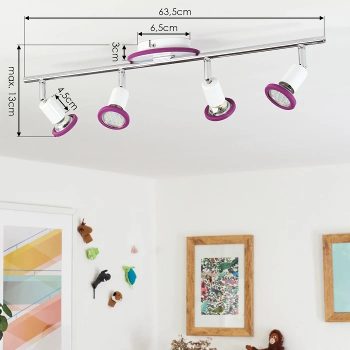 Hofstein Cabri Deckenleuchte LED Chrom, Weiß, Lila, 4-flammig 4 Hofstein Cabri Deckenleuchte LED Chrom, Weiß, Lila, 4-flammig – Bild 4