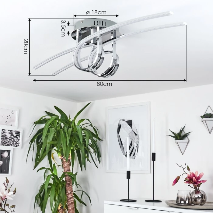 Hofstein Casale Deckenleuchte LED Chrom, 2-flammig 4 Hofstein Casale Deckenleuchte LED Chrom, 2-flammig – Bild 4