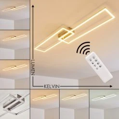 Hofstein Ceva Deckenleuchte LED Silber, 2-flammig, Fernbedienung