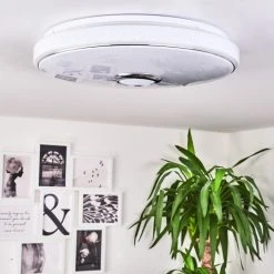 Hofstein Cham Deckenleuchte LED Chrom, Wei&szlig;, 2-flammig, Fernbedienung, Farbwechsler -LED Leuchten Verkäufe 2022 cham deckenleuchte h3457979 9