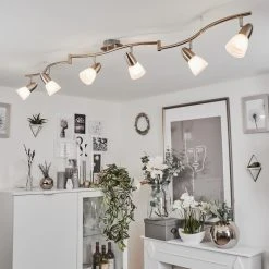 Hofstein Chapod Deckenleuchte LED Nickel-Matt, Chrom, 6-flammig -LED Leuchten Verkäufe 2022 chapod deckenleuchte h3599433 6