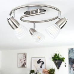 Hofstein Chapod Deckenleuchte LED Nickel-Matt, 3-flammig -LED Leuchten Verkäufe 2022 chapod deckenleuchte h3610442 13