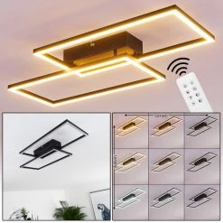 Hofstein Cheka Deckenleuchte LED Schwarz, 2-flammig, Fernbedienung