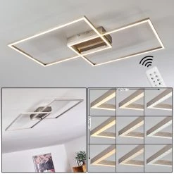 Hofstein Cheka Deckenleuchte LED Nickel-Matt, 2-flammig, Fernbedienung