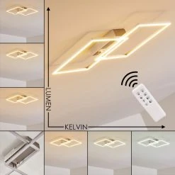 Hofstein Colombero Deckenleuchte LED Silber, 2-flammig, Fernbedienung
