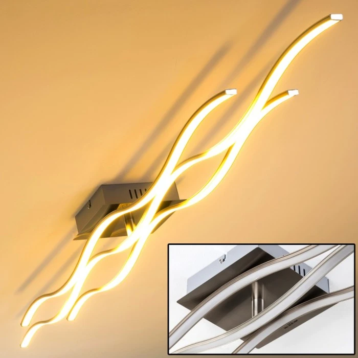 Hofstein Coquitlam Deckenleuchte LED Edelstahl, 3-flammig 1 Hofstein Coquitlam Deckenleuchte LED Edelstahl, 3-flammig