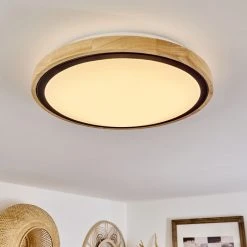 Hofstein Corinto Deckenleuchte LED Schwarz, Naturfarben, 1-flammig