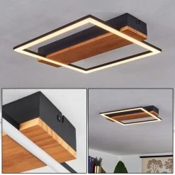Hofstein Courceaux Deckenleuchte LED Schwarz, Naturfarben, 1-flammig