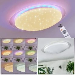 Hofstein Cure Deckenleuchte LED Wei&szlig;, 1-flammig, Fernbedienung, Farbwechsler