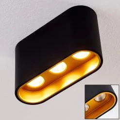 Hofstein Dalarna Deckenleuchte LED Schwarz-Gold, 1-flammig