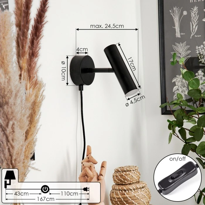 Hofstein Dalheim Wandleuchte LED Schwarz, 1-flammig 4 Hofstein Dalheim Wandleuchte LED Schwarz, 1-flammig – Bild 4