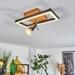 Hofstein Deadwood Deckenleuchte LED Chrom, Braun, Holzoptik, 2-flammig -LED Leuchten Verkäufe 2022 deadwood deckenleuchte h3561324 8