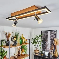 Hofstein Deadwood Deckenleuchte LED Chrom, Braun, Holzoptik, 3-flammig