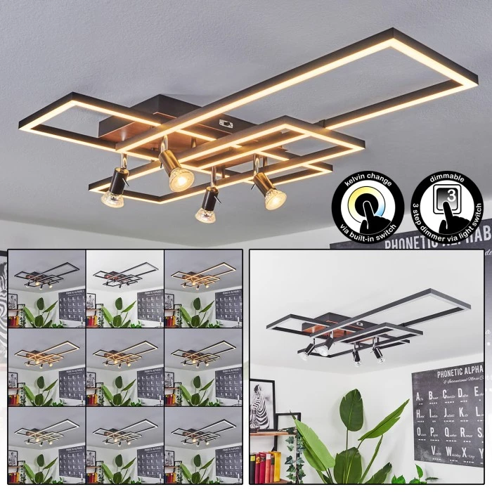 Hofstein Deadwood Deckenleuchte LED Braun, Holzoptik, 6-flammig 1 Hofstein Deadwood Deckenleuchte LED Braun, Holzoptik, 6-flammig