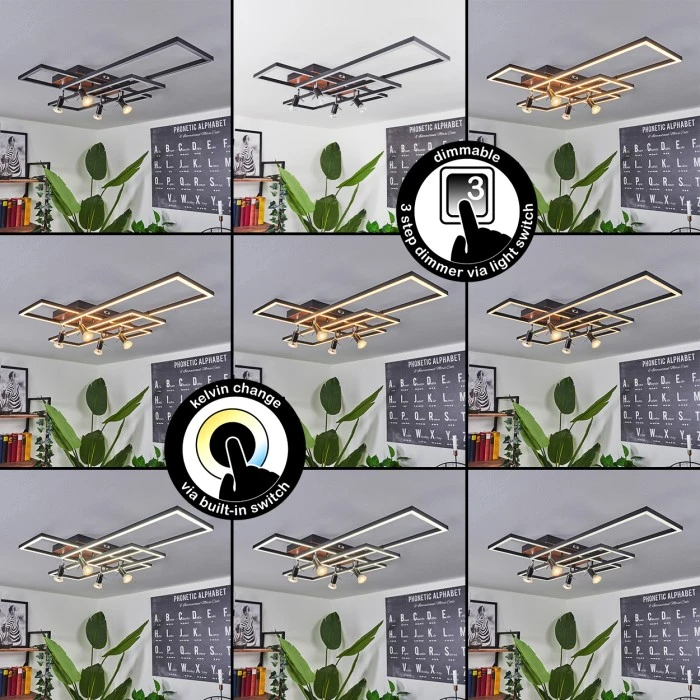 Hofstein Deadwood Deckenleuchte LED Braun, Holzoptik, 6-flammig 2 Hofstein Deadwood Deckenleuchte LED Braun, Holzoptik, 6-flammig – Bild 2