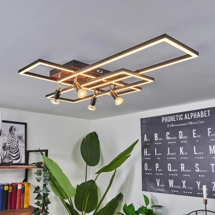 Hofstein Deadwood Deckenleuchte LED Braun, Holzoptik, 6-flammig 11 Hofstein Deadwood Deckenleuchte LED Braun, Holzoptik, 6-flammig – Bild 11