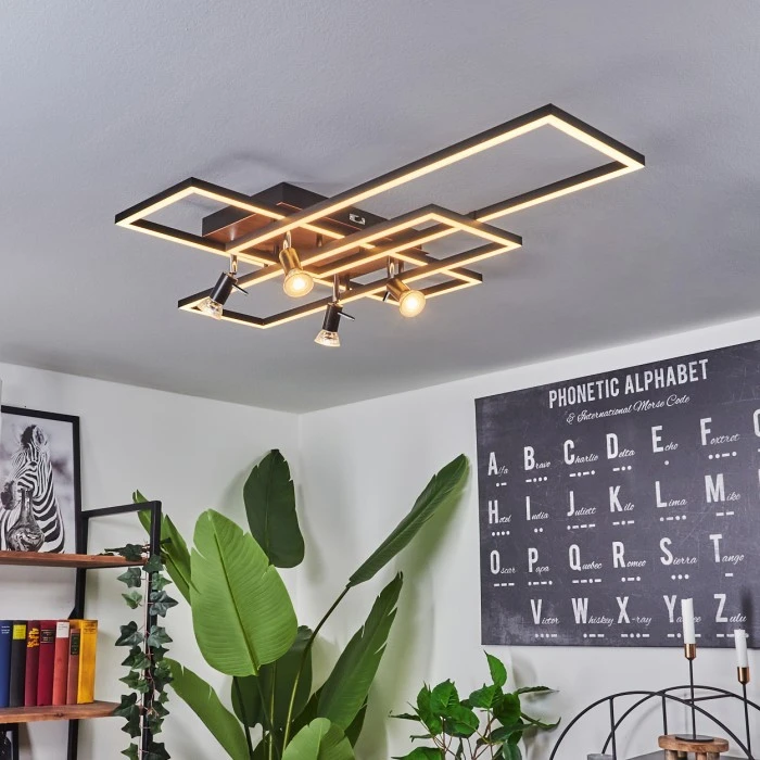 Hofstein Deadwood Deckenleuchte LED Braun, Holzoptik, 6-flammig 7 Hofstein Deadwood Deckenleuchte LED Braun, Holzoptik, 6-flammig – Bild 7