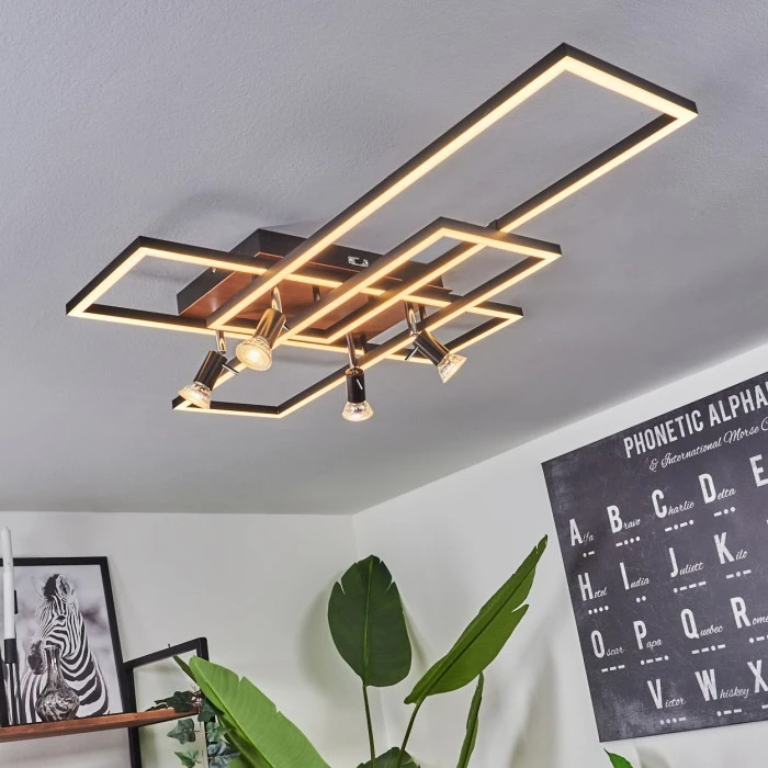 Hofstein Deadwood Deckenleuchte LED Braun, Holzoptik, 6-flammig 9 Hofstein Deadwood Deckenleuchte LED Braun, Holzoptik, 6-flammig – Bild 9