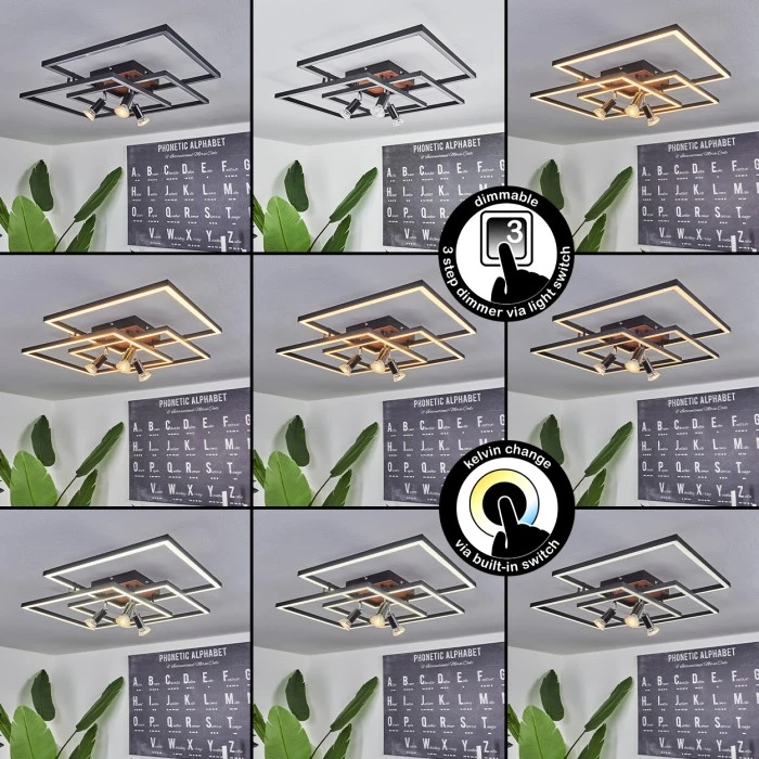 Hofstein Deadwood Deckenleuchte LED Braun, Holzoptik, 4-flammig 2 Hofstein Deadwood Deckenleuchte LED Braun, Holzoptik, 4-flammig – Bild 2