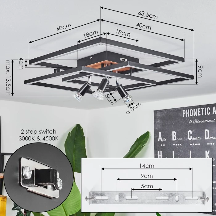Hofstein Deadwood Deckenleuchte LED Braun, Holzoptik, 4-flammig 4 Hofstein Deadwood Deckenleuchte LED Braun, Holzoptik, 4-flammig – Bild 4