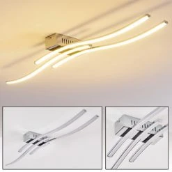 Hofstein Deckenleuchte Birches LED Nickel-Matt, Chrom, 3-flammig