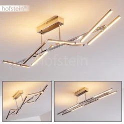 Hofstein Deckenleuchte KELSEY LED Nickel-Matt, Chrom, 8-flammig