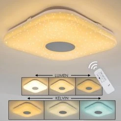 Hofstein Deckenleuchte Nutak LED Wei&szlig;, 1-flammig, Fernbedienung, Farbwechsler