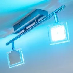 Hofstein Deckenleuchte Ritsem LED Nickel-Matt, Chrom, 2-flammig, Fernbedienung, Farbwechsler -LED Leuchten Verkäufe 2022 deckenleuchte ritsem h3007341 17