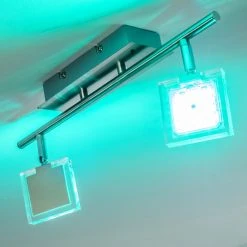 Hofstein Deckenleuchte Ritsem LED Nickel-Matt, Chrom, 2-flammig, Fernbedienung, Farbwechsler -LED Leuchten Verkäufe 2022 deckenleuchte ritsem h3007341 8