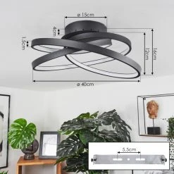 Hofstein Demaine Deckenleuchte LED Schwarz, 1-flammig -LED Leuchten Verkäufe 2022 demaine deckenleuchte h3459263 3