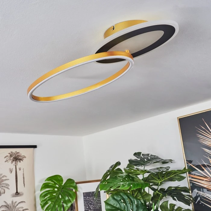 Hofstein Deroche Deckenleuchte LED Schwarz, Gold, 1-flammig 2 Hofstein Deroche Deckenleuchte LED Schwarz, Gold, 1-flammig – Bild 2