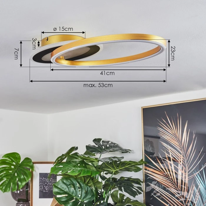 Hofstein Deroche Deckenleuchte LED Schwarz, Gold, 1-flammig 4 Hofstein Deroche Deckenleuchte LED Schwarz, Gold, 1-flammig – Bild 4