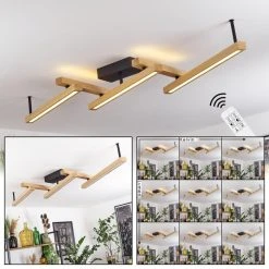 Hofstein Disentis&nbsp; Deckenleuchte LED Schwarz, Naturfarben, 1-flammig, Fernbedienung