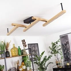 Hofstein Disentis&nbsp; Deckenleuchte LED Schwarz, Naturfarben, 1-flammig, Fernbedienung -LED Leuchten Verkäufe 2022 disentis deckenleuchte h3562123 10