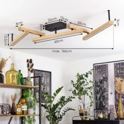 Hofstein Disentis&nbsp; Deckenleuchte LED Schwarz, Naturfarben, 1-flammig, Fernbedienung -LED Leuchten Verkäufe 2022 disentis deckenleuchte h3562123 11